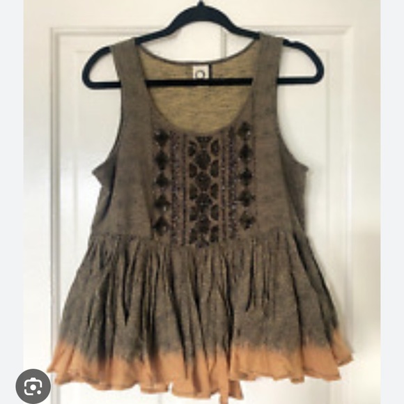 Anthropologie Akemi Kin Anaphora Tank Top Size S Peplum Yellow Beaded Boho - Picture 7 of 9